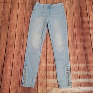 Soft Surroundings Jeans Womens S Blue Ultimate Snap Up Jegging Mid Rise
